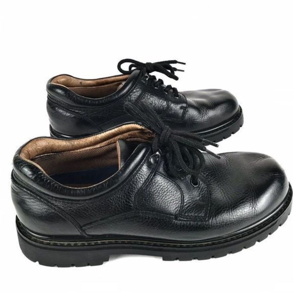 Dockers Mens US 8 Shoes Black Pebbled leather Casual LaceUp Oxford Work 090-4214